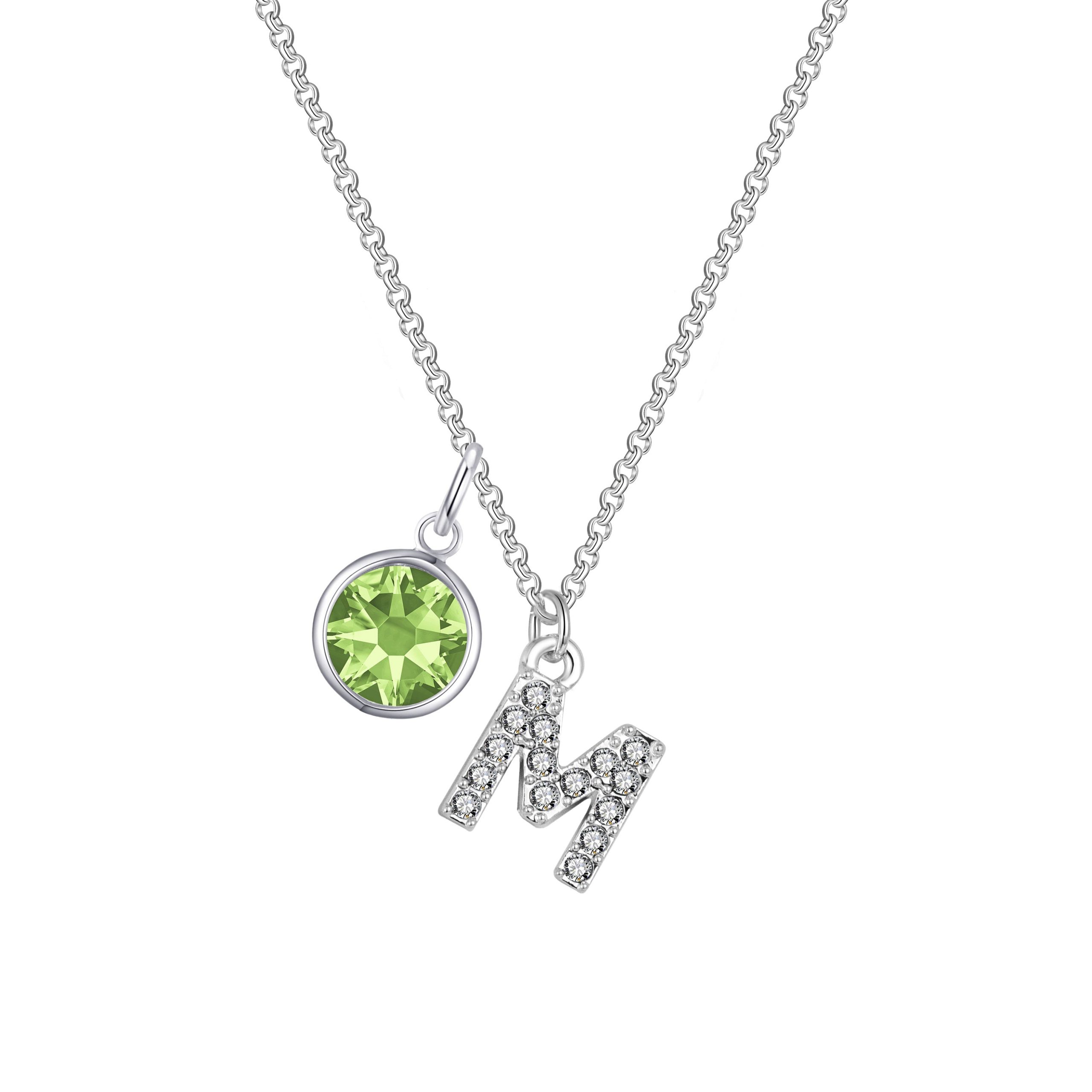 Pave Preliminary M Necklace with Birthstone Appeal Created with Zircondia® Crystals
