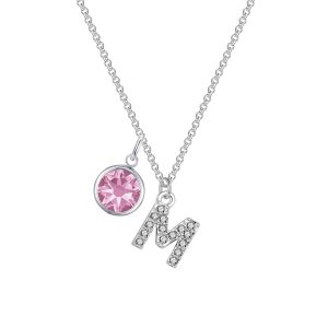 Pave Preliminary M Necklace with Birthstone Allure Created with Zircondia® Crystals