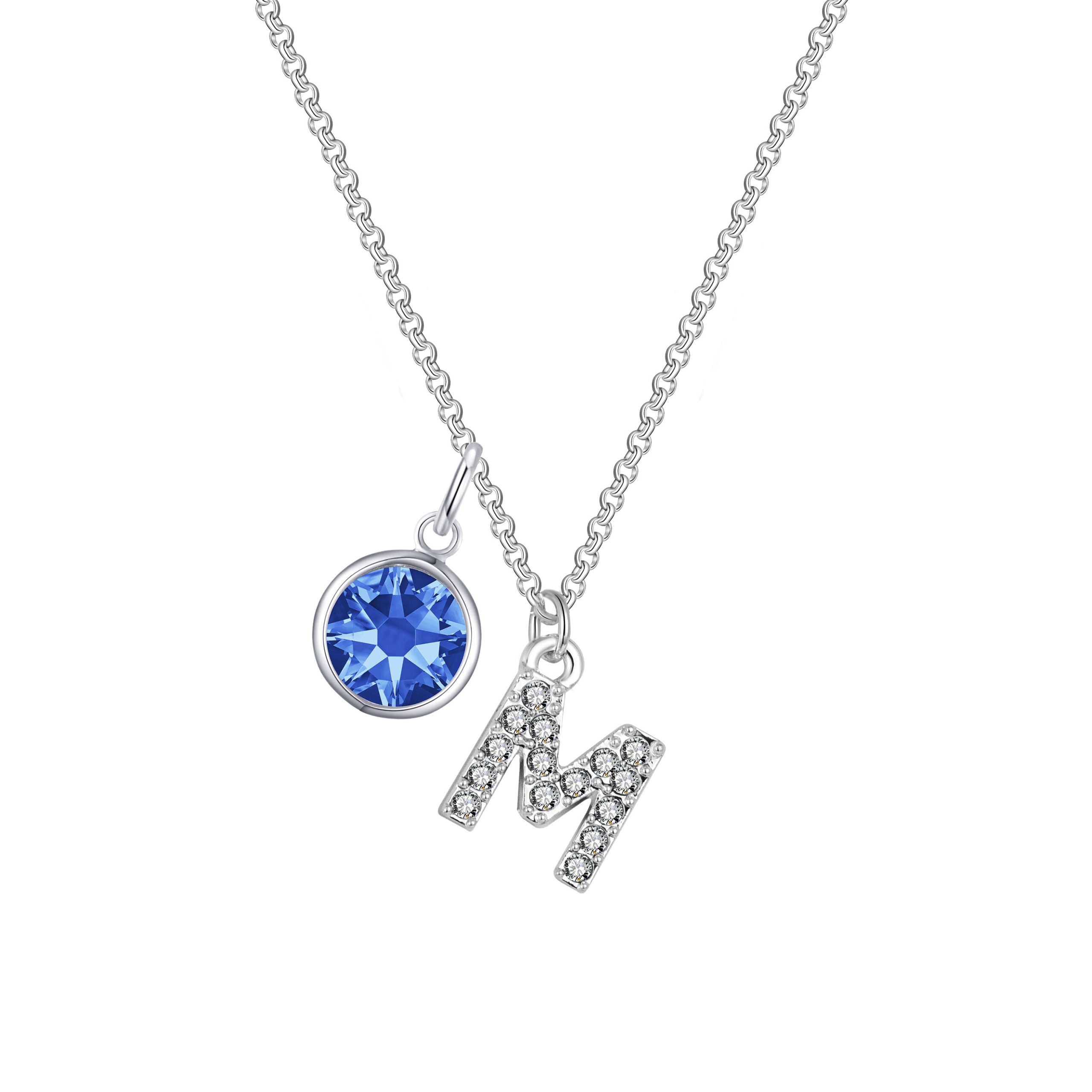 Pave Preliminary M Necklace with Birthstone Appeal Created with Zircondia® Crystals