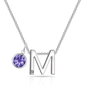 Preliminary M Necklace with Birthstone Appeal Created with Zircondia® Crystals