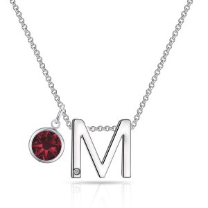 Preliminary M Necklace with Birthstone Allure Created with Zircondia® Crystals