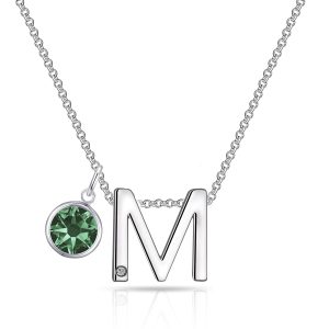 Preliminary M Necklace with Birthstone Attraction Created with Zircondia® Crystals