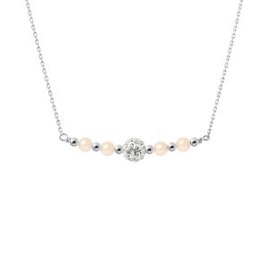 Diadema Womens – Necklace – Pure White – Collection Crystal Pearl Silver Sterling – One Size