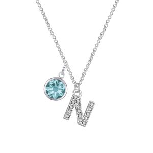 Pave Preliminary N Necklace with Birthstone Allure Created with Zircondia® Crystals