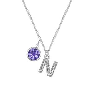Pave Preliminary N Necklace with Birthstone Allure Created with Zircondia® Crystals