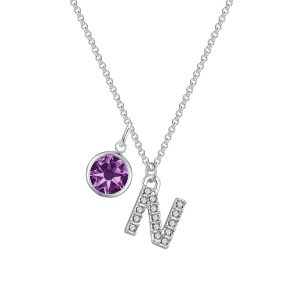 Pave Preliminary N Necklace with Birthstone Attraction Created with Zircondia® Crystals