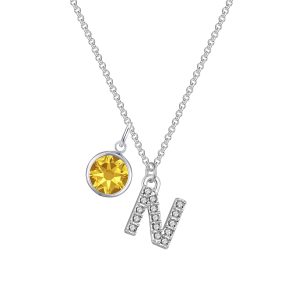 Pave Preliminary N Necklace with Birthstone Allure Created with Zircondia® Crystals