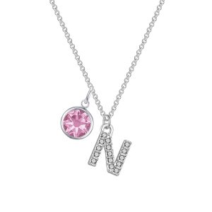 Pave Preliminary N Necklace with Birthstone Allure Created with Zircondia® Crystals