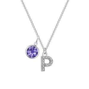 Pave Preliminary P Necklace with Birthstone Appeal Created with Zircondia® Crystals