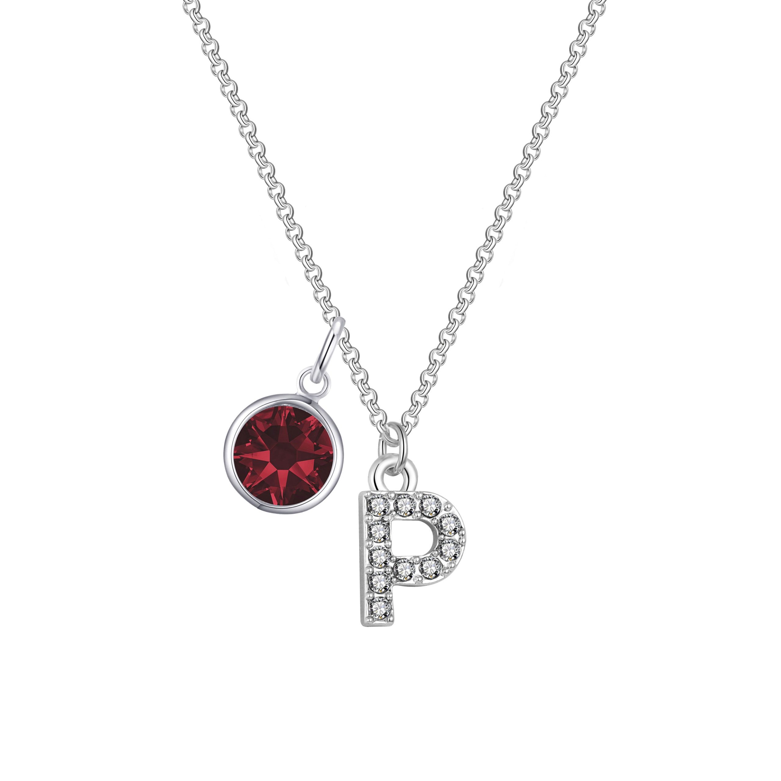 Pave Preliminary P Necklace with Birthstone Allure Created with Zircondia® Crystals