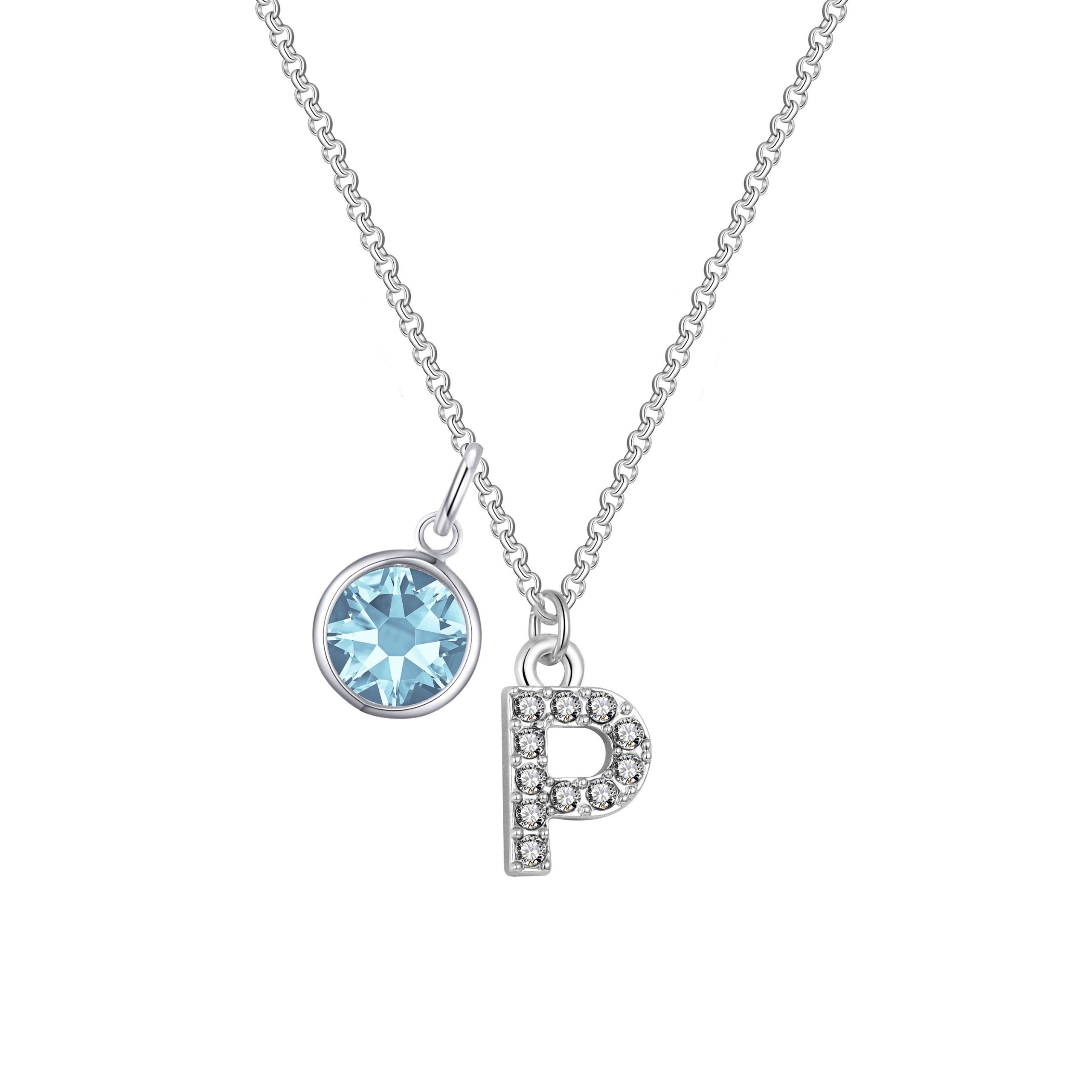 Pave Preliminary P Necklace with Birthstone Allure Created with Zircondia® Crystals