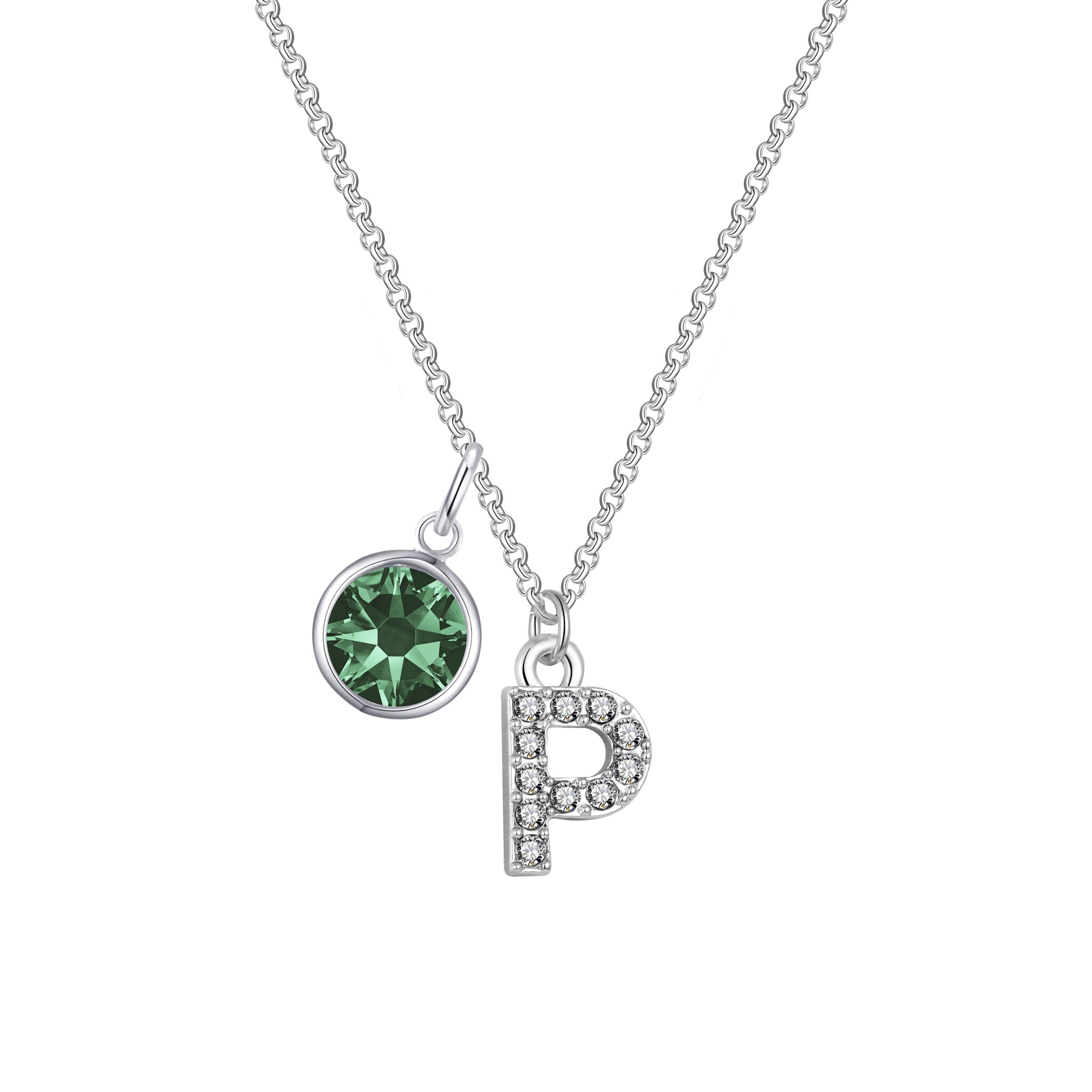 Pave Preliminary P Necklace with Birthstone Appeal Created with Zircondia® Crystals
