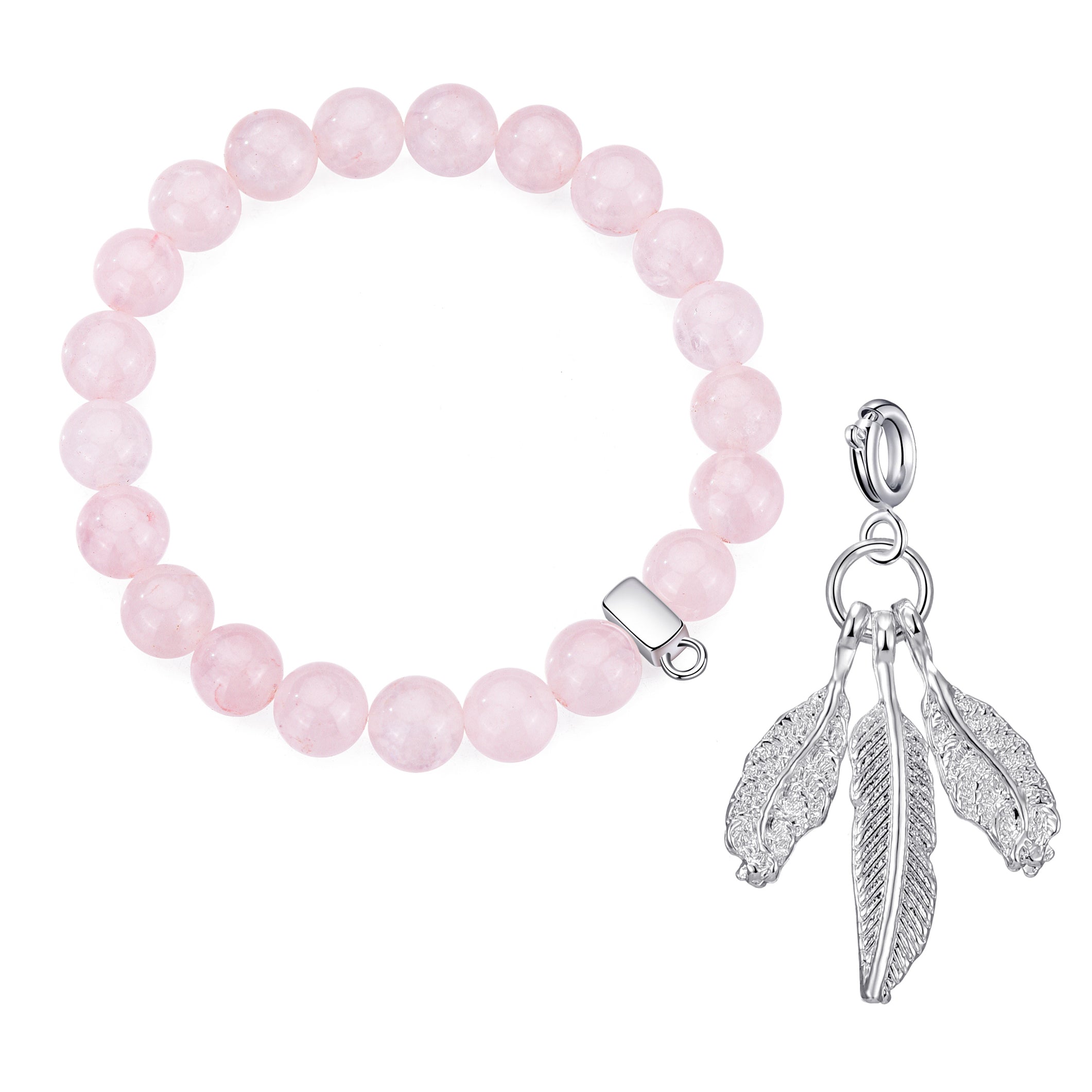 Rose Quartz Gemstone Stretch Bracelet with Allure Created with Zircondia® Crystals