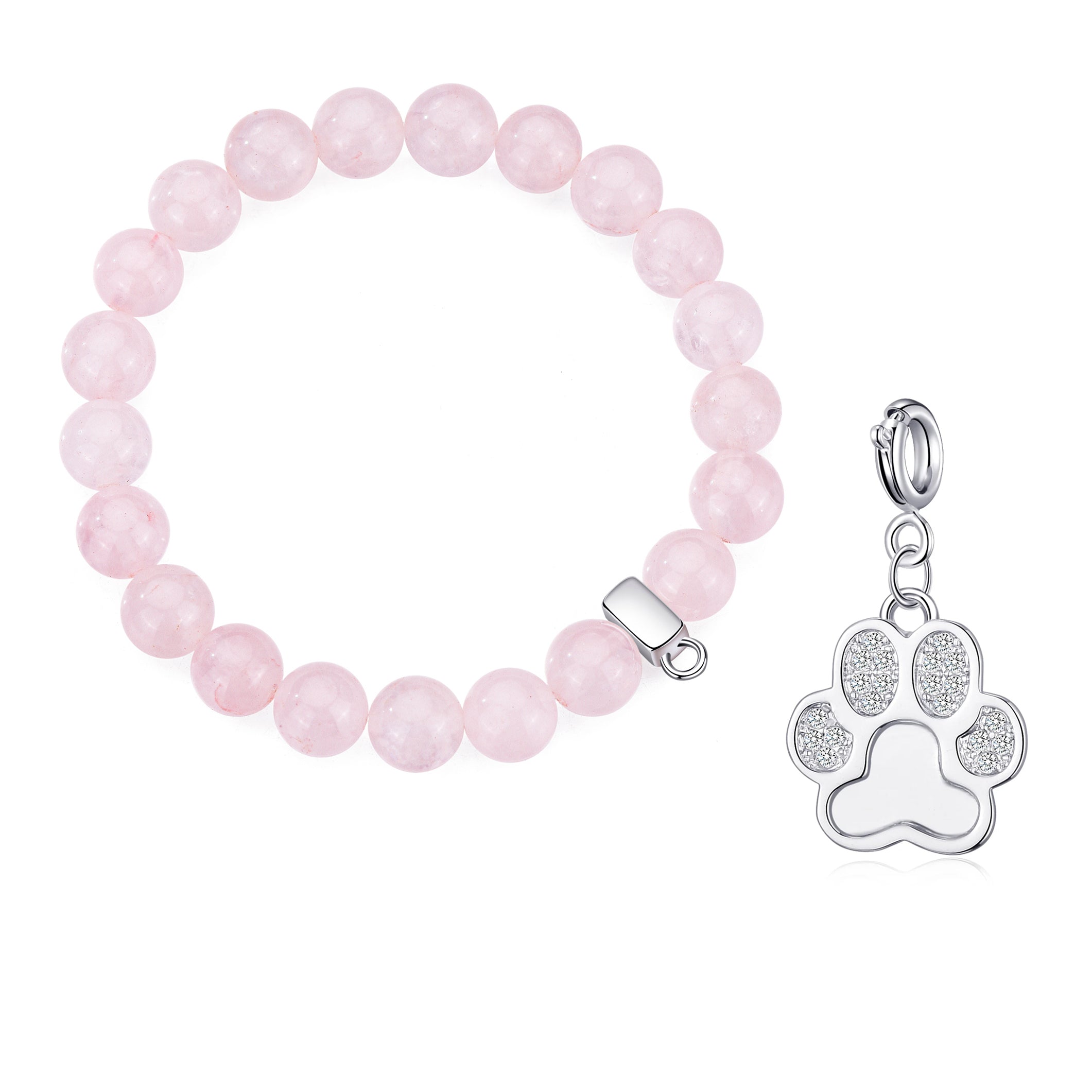 Rose Quartz Gemstone Stretch Bracelet with Allure Created with Zircondia® Crystals