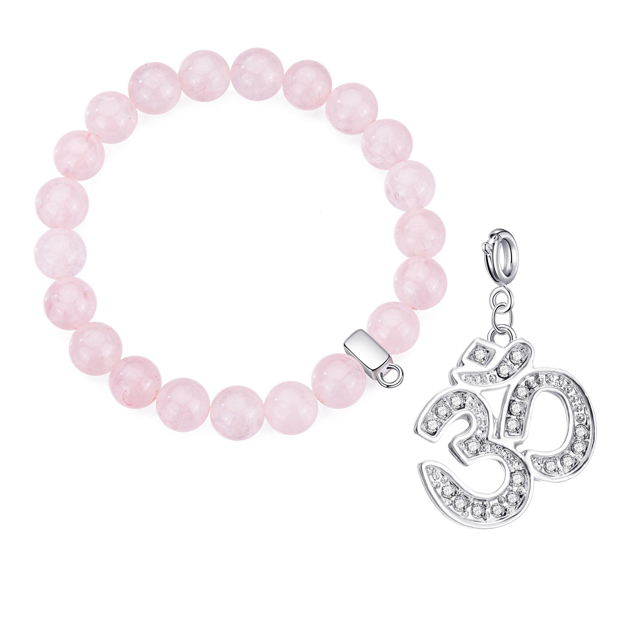 Rose Quartz Gemstone Stretch Bracelet with Allure Created with Zircondia® Crystals