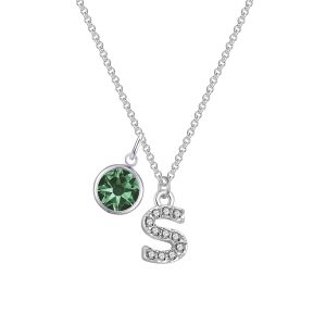 Pave Preliminary S Necklace with Birthstone Attraction Created with Zircondia® Crystals
