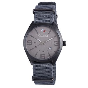 Calibre Mens Trooper Swiss Made Movement Watch Grey Canvas Strap Dial – One Size