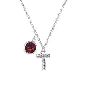 Pave Preliminary T Necklace with Birthstone Appeal Created with Zircondia® Crystals