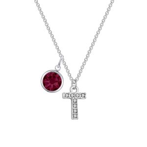 Pave Preliminary T Necklace with Birthstone Appeal Created with Zircondia® Crystals