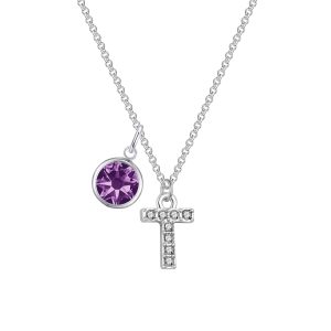 Pave Preliminary T Necklace with Birthstone Appeal Created with Zircondia® Crystals