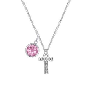 Pave Preliminary T Necklace with Birthstone Allure Created with Zircondia® Crystals
