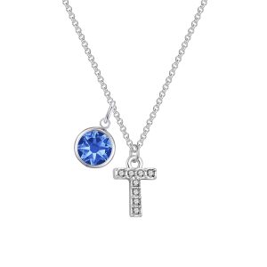 Pave Preliminary T Necklace with Birthstone Attraction Created with Zircondia® Crystals