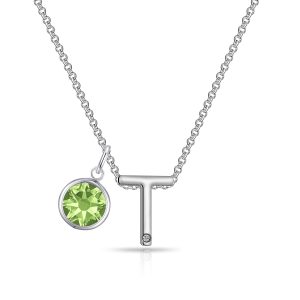 Preliminary T Necklace with Birthstone Appeal Created with Zircondia® Crystals