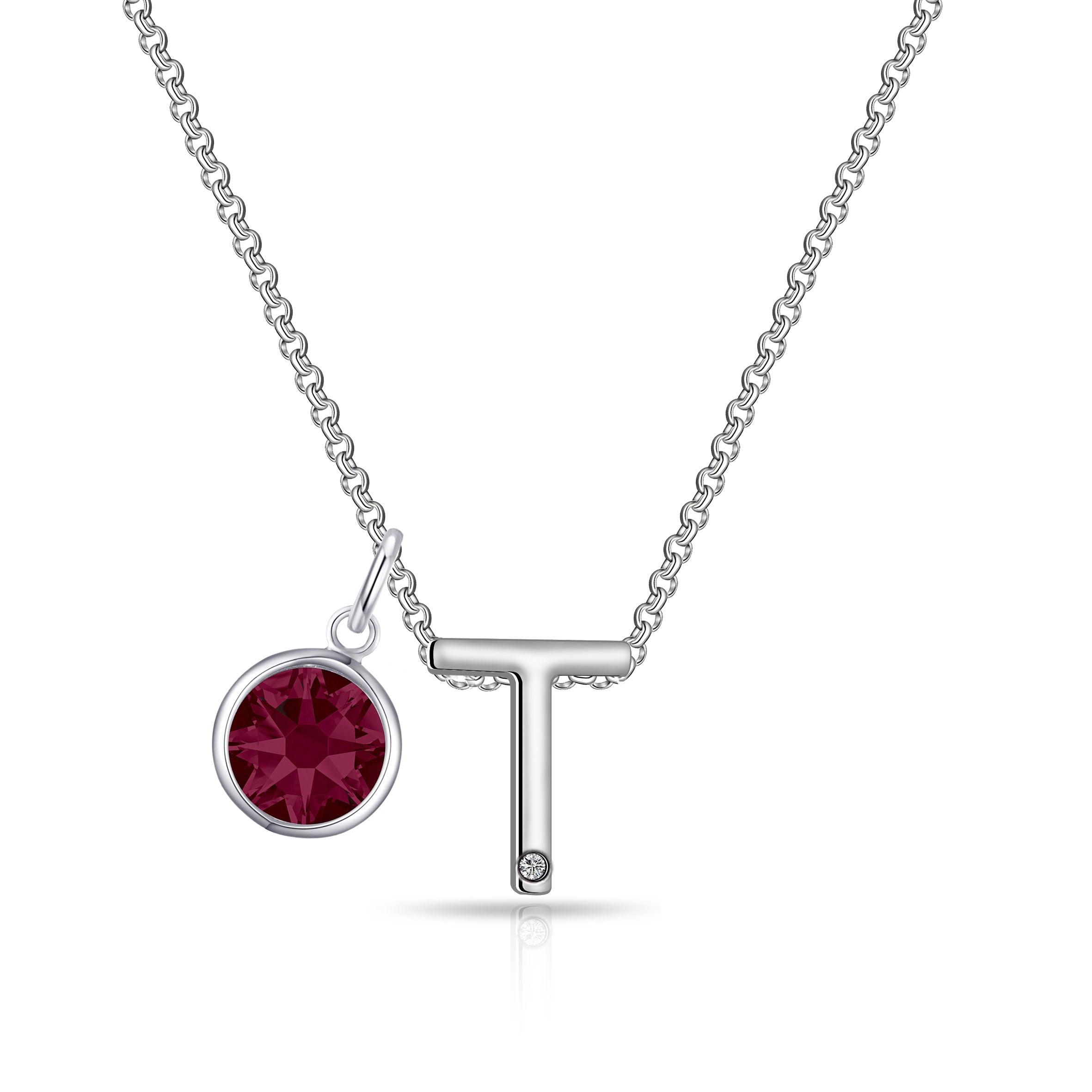 Preliminary T Necklace with Birthstone Attraction Created with Zircondia® Crystals