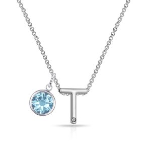 Preliminary T Necklace with Birthstone Appeal Created with Zircondia® Crystals