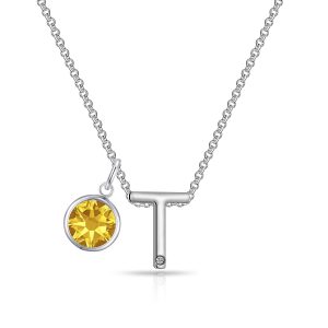 Preliminary T Necklace with Birthstone Allure Created with Zircondia® Crystals