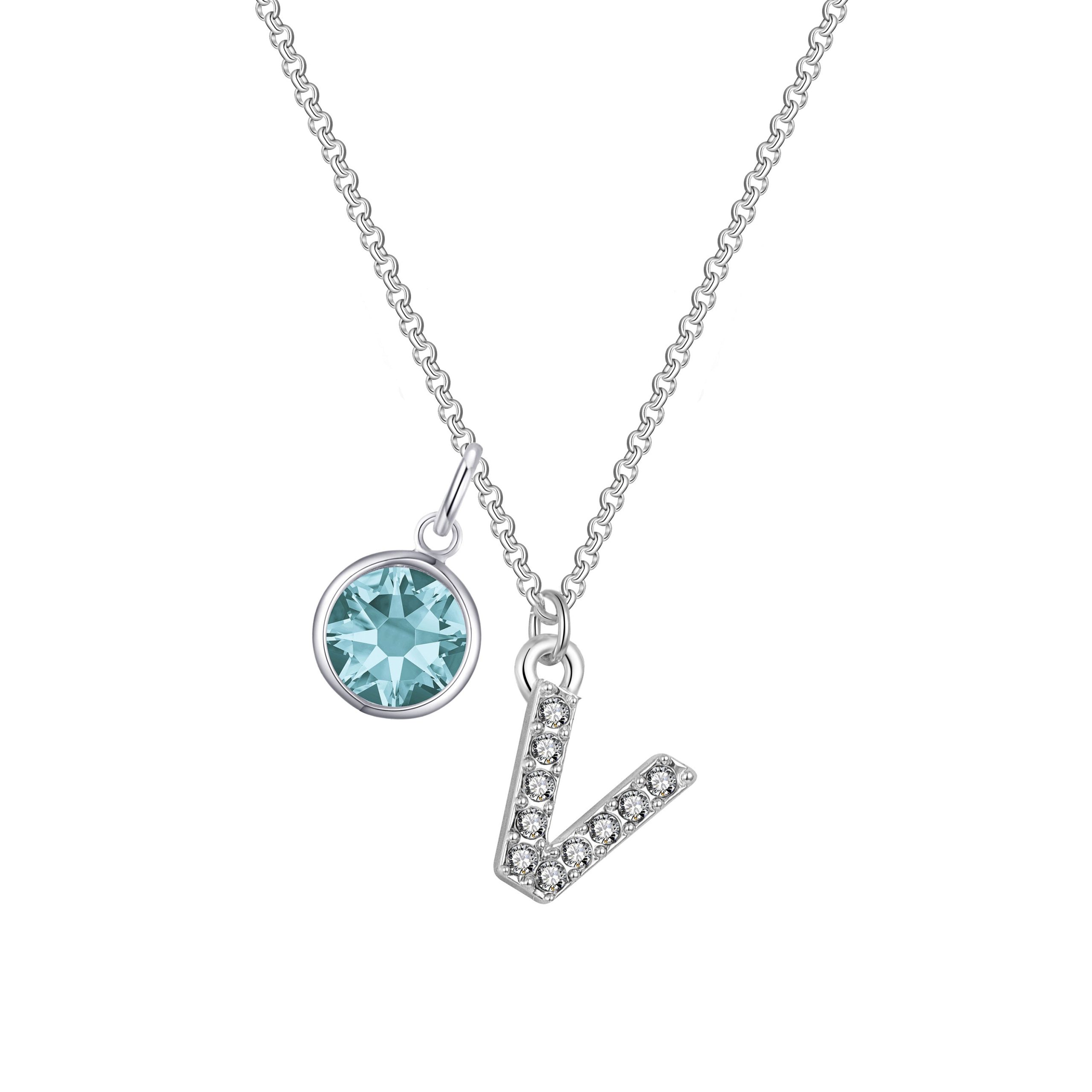 Pave Preliminary V Necklace with Birthstone Allure Created with Zircondia® Crystals