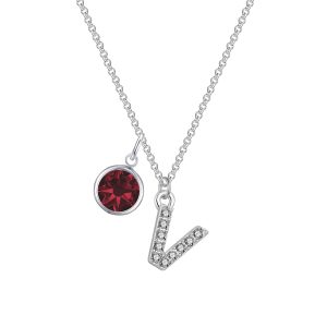 Pave Preliminary V Necklace with Birthstone Attraction Created with Zircondia® Crystals