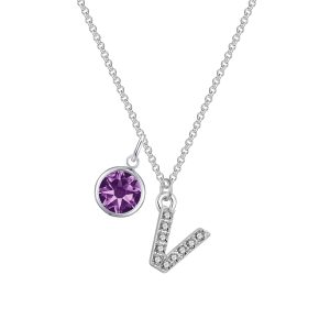 Pave Preliminary V Necklace with Birthstone Allure Created with Zircondia® Crystals
