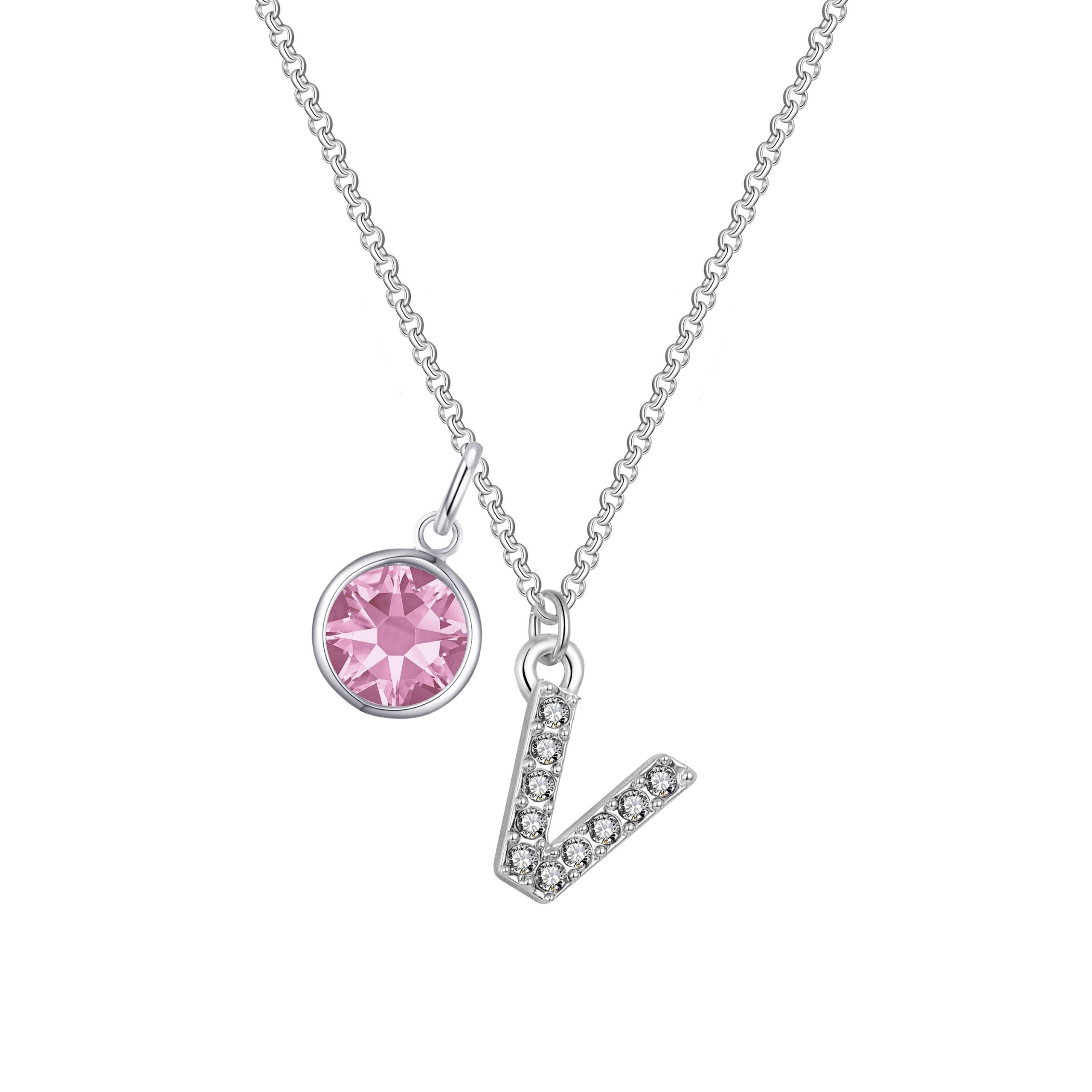 Pave Preliminary V Necklace with Birthstone Attraction Created with Zircondia® Crystals