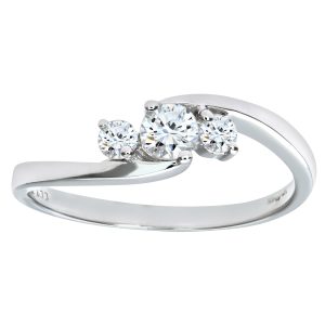 Diamant L’Eternel Womens 9ct White Gold Diamond Three Stone Ladies Ring – Size T