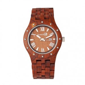 Earth Wood Unisex Inyo Bracelet Watch w/Date – Red – One Size