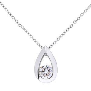 Diamant L’Eternel Womens 9ct White Gold Quarter Carat Diamond Tear Drop Pendant and 18″ Chain – One Size