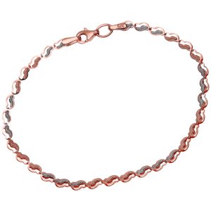 Diamant L’Eternel Womens 9ct Rose and White Gold 3D Swirl Links Bracelet of Length 19cm – White & Rose Gold – One Size