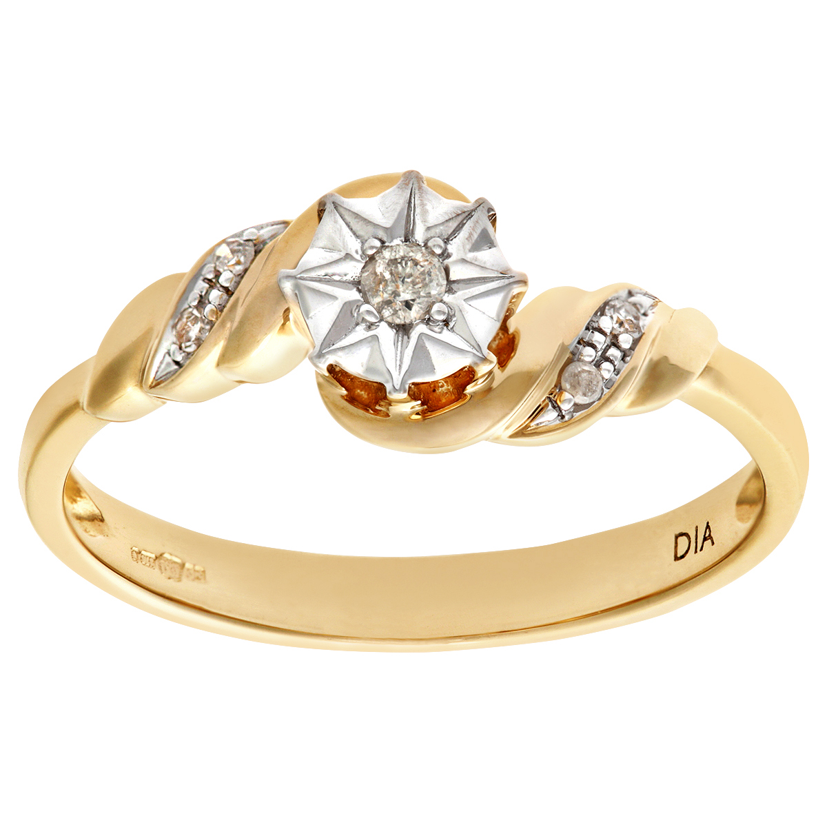 Diamant L'Eternel Womens Ladies 9ct White Gold Diamond Accent Ring - Size O
