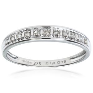 Diamant L’Eternel Womens 9ct White Gold Diamond Pave Set Eternity Ring – Size K