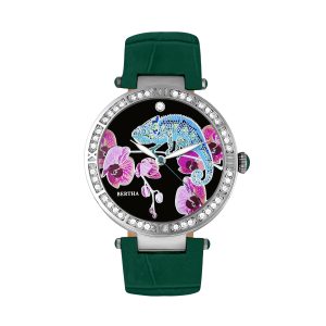 Bertha Womens Camilla Mother-Of-Pearl Leather-Band Watch – Teal Stainless Steel – One Size