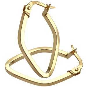 Diamant L’Eternel Womens 9ct Yellow Gold Kite Square Tube Hoop Earrings – One Size