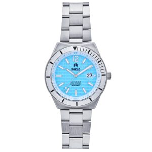 Shield Mens Condor Bracelet Watch w/Date – Silver Stainless Steel – One Size