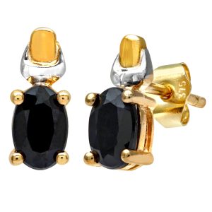 Diamant L’Eternel Womens 9ct Yellow and White Gold Ladies Sapphire Birth Stone Earrings – One Size