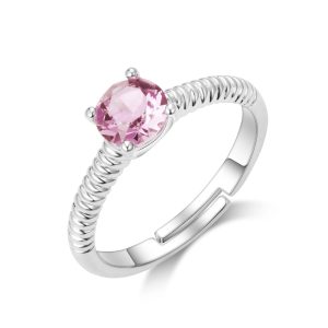 Purple Adjustable Crystal Ring Created with Zircondia® Crystals