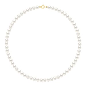 Ateliers Saint Germain Womens Necklace Gold – Row of Actual Freshwater Pearls Semi Spherical 6 – 7 mm – White – One Measurement