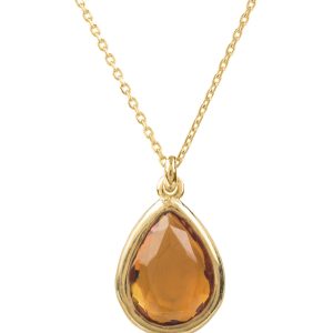 Latelita Womens Pisa Mini Teardrop Necklace Gold Citrine – Yellow Sterling Silver – One Size