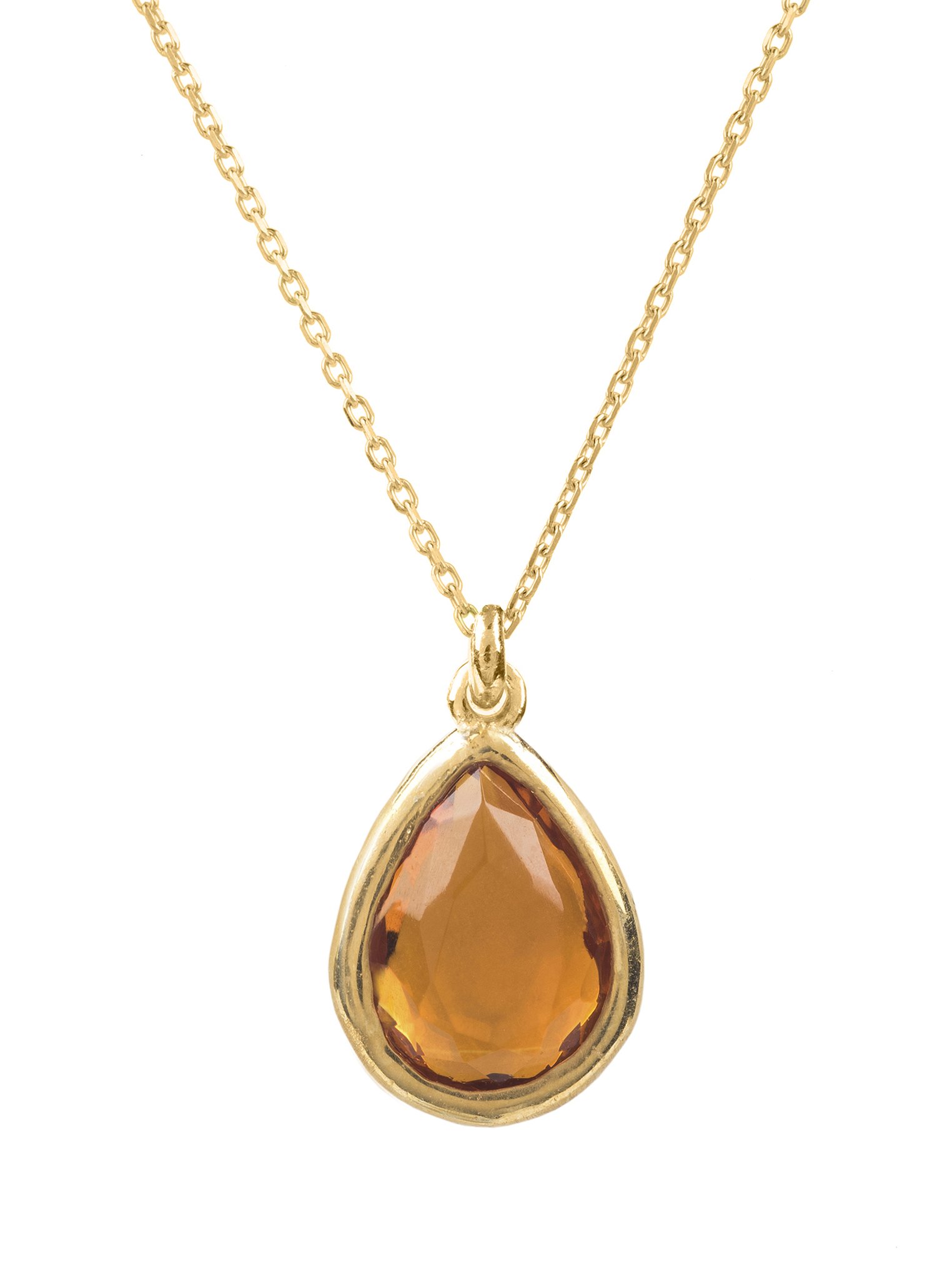 Latelita Womens Pisa Mini Teardrop Necklace Gold Citrine - Yellow Sterling Silver - One Size