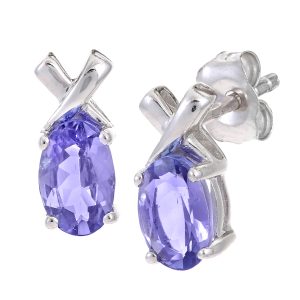 Diamant L’Eternel Womens 9ct White Gold Tanzanite Kiss Earring – One Size