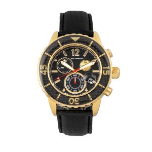 Morphic Mens M51 Series Chronograph Leather-Band Watch w/Date – Gold Stainless Steel – One Size